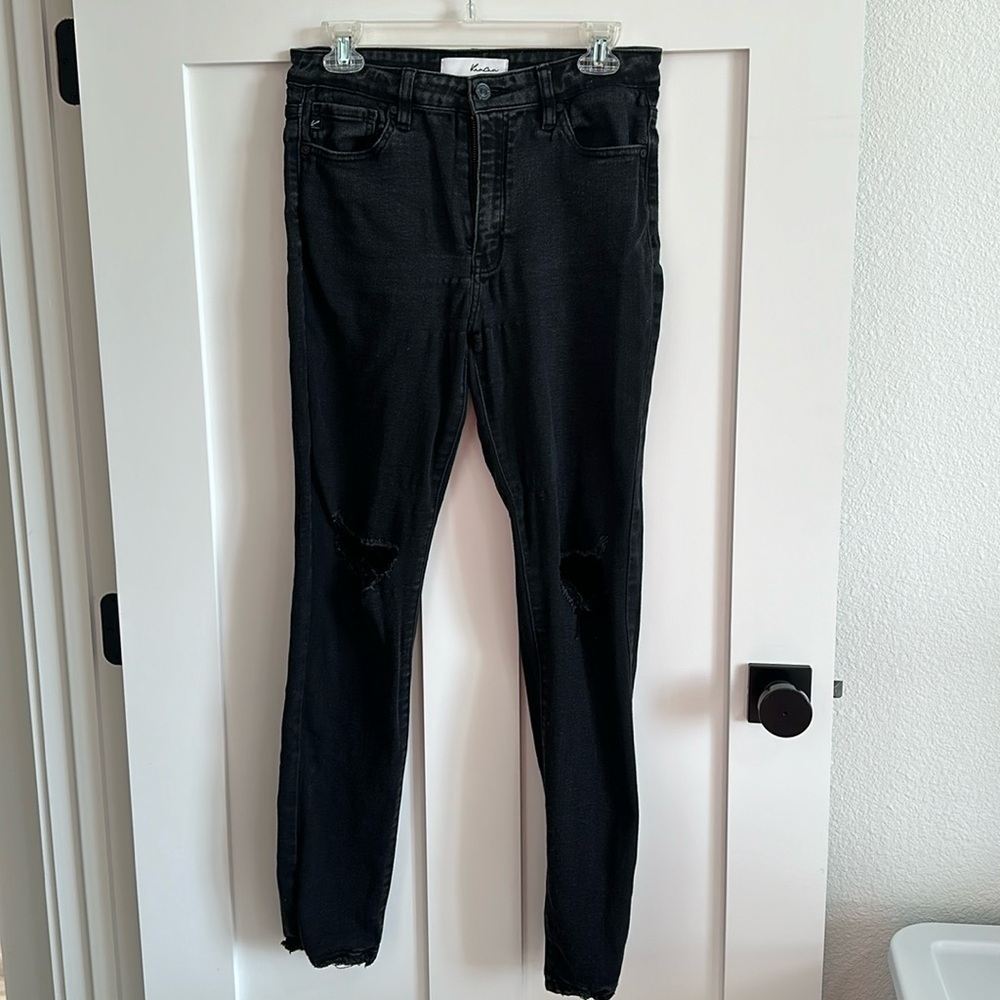 KanCan Women's 28 Washed Black Skinny Jeans Distressed Stretch Denim Grunge Emo